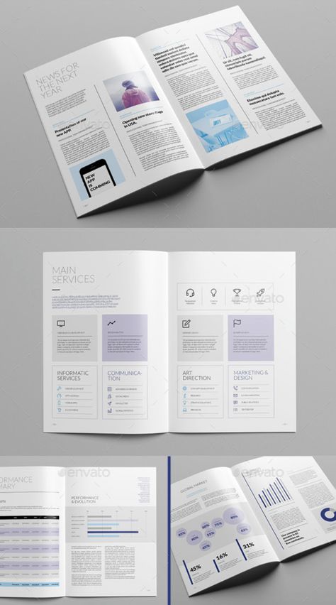 A4 Booklet Design, Newsletter Design Templates, Book Ads, Report Layout, Creative Powerpoint Presentations, Brochure Inspiration, Page Layout Design, Annual Report Design, Ebook Design