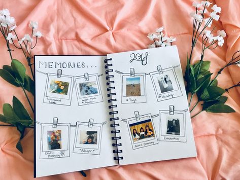 // Favorite memories🌼 // Journal Memories Collage Ideas, Notebook Of Memories, Memory Journal For Best Friend, Photo Album Birthday Gift, Journal Ideas For Bestie, Diy Scrapbook Ideas For Boyfriend, Memory Book Aesthetic Friends, Scrapbook Journal For Best Friend, Friendship Album Ideas