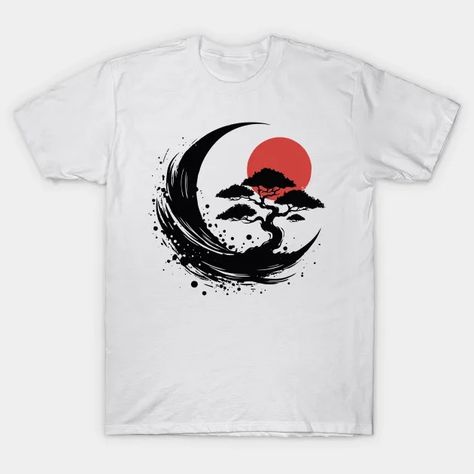 Crescent Moon Tree Sun - Bonsai - T-Shirt | TeePublic Moon Shirt Design, Sun And Moon Shirt, Moon Tree, Moon Shirt, Art Business, Sun And Moon, Crescent Moon, Crescent, Shirt Design