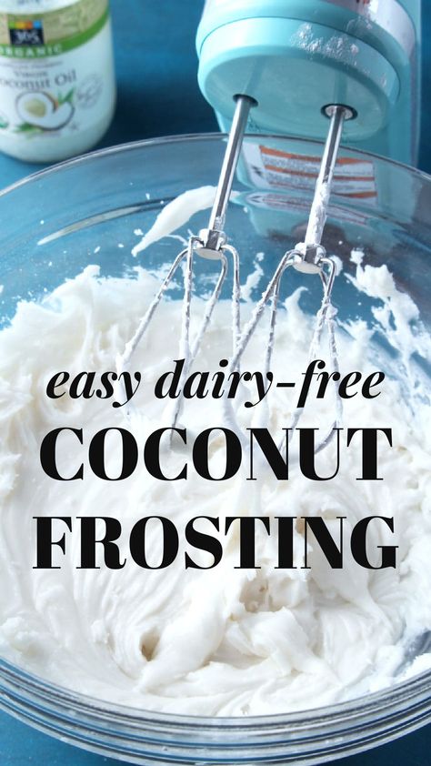 You only need 3 main ingredients to pull off this deliciously simple vegan coconut frosting! Insanely good, this frosting takes just a few minutes to whip together, plus goes great on EVERYTHING. So what are you waiting for? #vegancoconutfrosting #vegancoconutfrostingrecipe #veganfrosting #veganfrostingrecipe #coconutfrosting #coconutfrostingrecipe #bohemianvegankitchen Coconut Oil Frosting, Vegan Frosting Recipe, Whipped Coconut Cream, Coconut Icing, Vegan Buttercream, Vegan Frosting, Coconut Frosting, Vegan Coconut, Whip It