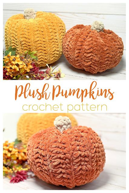 Plush Pumpkins, Crocheted Pumpkins, Crochet Friends, Crochet Halloween, Creative Pumpkins, Easy Crochet Patterns Free, Creative Crochet, Halloween Crochet Patterns, Chenille Yarn