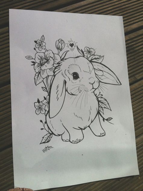 Image Hase Tattoos, Lop Bunny, Tier Tattoo, Animal Sketch, Tattoo Animal, Kunst Tattoos, Bunny Tattoos, Illustration Tattoo, Rabbit Tattoos