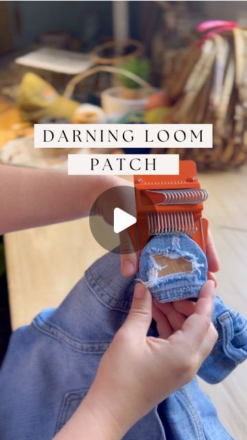 Learn How To Weave | Lindsey Campbell on Instagram: "Using a darning loom is so fun! I shared a project with this loom earlier and had lots of questions to show how to use it. Today I sewed a patch on some pants that had a hole in the pocket! What do you think? 

I’m so excited to share more about this technique at @thecraftersbox retreat in May! I taught basket weaving at the retreat last year and am looking forward to heading bach. I’ll be teaching a workshop all about darning looms and will share different patterns/projects you can try when making patches. We’ll be decorating bags with as many patches as we can add, with a view of the ocean, surrounded by creative makers. Can’t wait!" Darning Loom Tutorial, Darning Loom Pattern, Making Patches, Darning Loom, Decorated Bags, How To Weave, Diy Weaving, Loom Pattern, Denim Patches