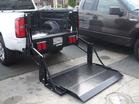 Tommy Gate installed by Mac's Lift Gate in Long Beach, CA Truck Accesories, Accessoires 4x4, Custom Truck Beds, Work Train, Sprinter Van Conversion, Truck Tailgate, Truck Mods, Built Truck, Car Trailer