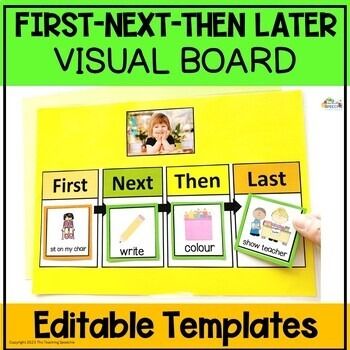 First Next Then Last Visual Support Schedule Editable Templates | TPT First Next Then Last, Positive Behavior Management, Visual Schedules, Student Photo, Communication Board, Visual Schedule, Behaviour Management, Positive Behavior, School Readiness