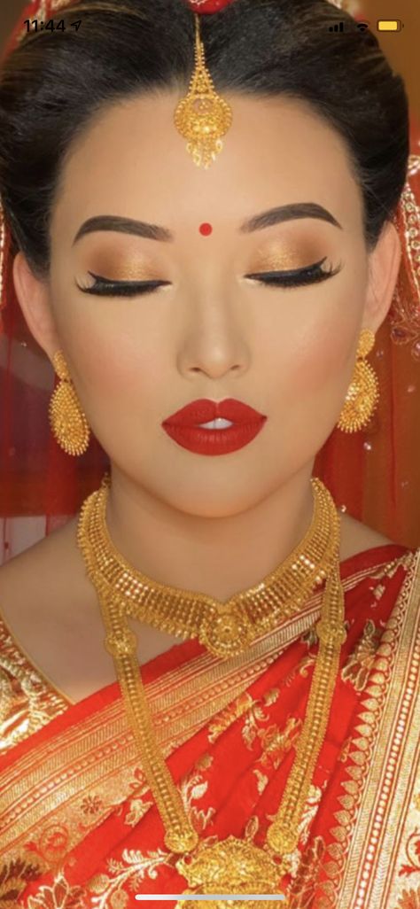 Nepali Bridal Jewellery, Nepali Bridal Makeup, Nepali Bride Makeup, Nepali Bride Hairstyle, Nepali Bridal Look, Nepali Wedding Saree, Nepali Bride Jewellery, Nepali Bride Dresses, Bengali Bride Jewelry