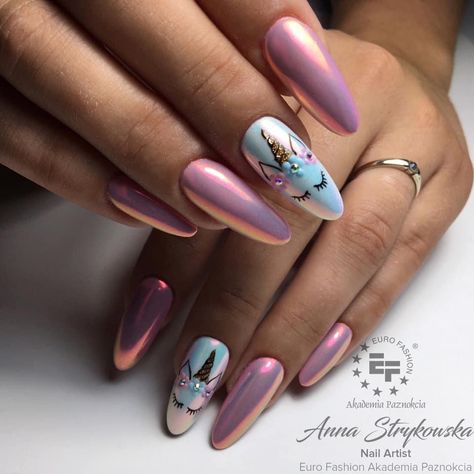 Aesthetic White Nails, Pink And White Nail Art, Unicorn Nails Designs, Unicorn Nail Art, 2023 Pink, Chrome Nails Designs, Unicorn Nails, White Acrylic Nails, Pink Nail Art