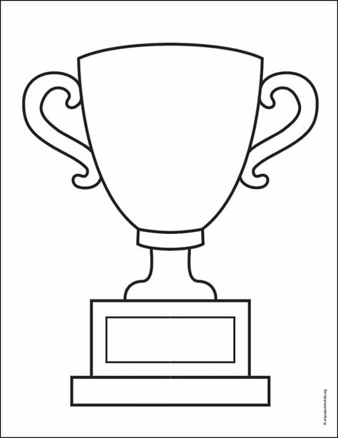 Trophy Drawing, Sports Day Decoration, Trophy Craft, Trophy Art, Sports Drawings, Waving Flag, Trophy Design, Drawing Tutorials For Kids, Hockey Team