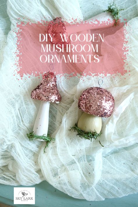 Learn how to make your own DIY wooden mushroom ornaments with this easy-to-follow tutorial! These adorable ornaments are perfect for adding a touch of whimsy to your holiday décor. Made with simple materials like wood slices, paint, and glue, they're easy to make and fun for all ages. So get creative and have fun creating your own unique wooden mushroom ornaments! Wood Mushroom Ornament, Diy Fairy Ornament, Diy Mushroom Christmas Ornaments, Painted Wooden Mushrooms Ideas, Diy Cottagecore Christmas Ornaments, Mushroom Christmas Ornaments Diy, Wood Mushrooms Diy, Wooden Mushrooms Diy, Woodland Ornaments Diy