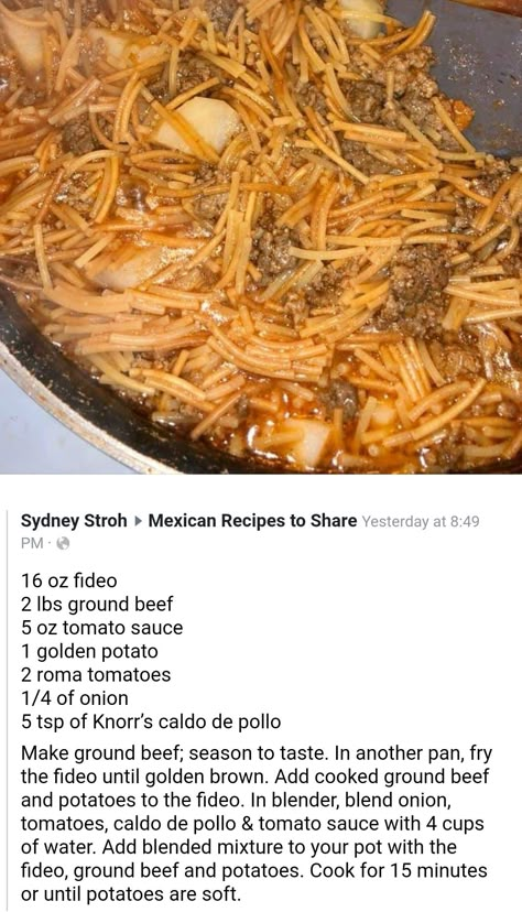 Fideo Soup Mexican With Beef, Beef Fideo Soup, Fidel Recipe, What To Make With Fideo Noodles, Recipes Using Fideo Noodles, Fedio Mexican, Picadillo With Fideo Recipe, How To Make Fideo With Ground Beef, Fideo Recipe Mexican With Potato