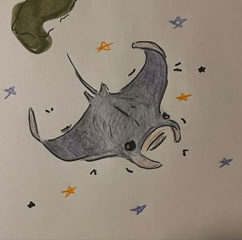 Marine Doodles Aesthetic, Stingrays Drawings, Stingray Drawing Art, Marine Animal Doodles, Marine Life Doodles, Marine Creatures Drawing, Marine Animals Drawing Easy, Sting Ray Doodle, See Animals Drawing