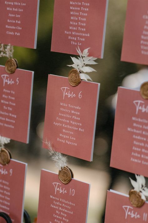 Seating Chart Dried Flowers, Wedding Seating Chart Pressed Flowers, Terracotta Wedding Seating Chart, Mirror Seating Chart Wax Seal, Seating Chart With Wax Seal, Wax Seal Seating Chart Wedding, Pressed Flower Seating Chart, Plywood Seating Chart, Fall Wedding Seating Chart Ideas