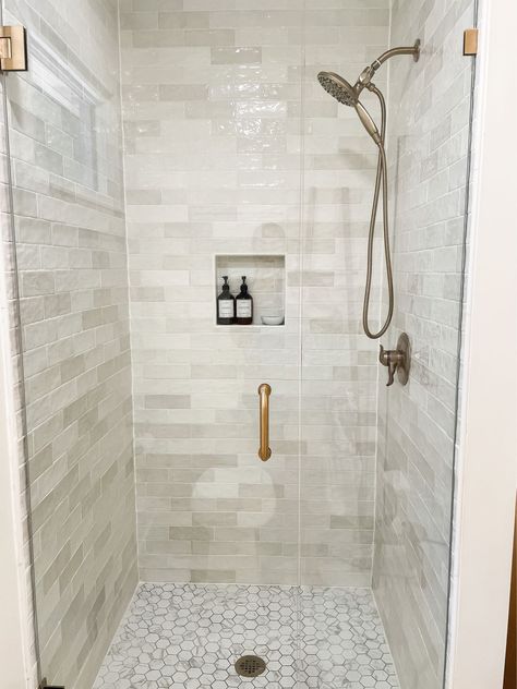 This item: Kingston White 3 in. x … curated on LTK Cream Shower Tile Master Bath, Ivy Hill Kingston White, Cream Subway Tile Bathroom, Cream Bathroom Tile, Cream Shower Tile, Cream And White Bathroom, Delta Shower Fixtures, Artisan Tiles Bathroom, White And Cream Bathroom