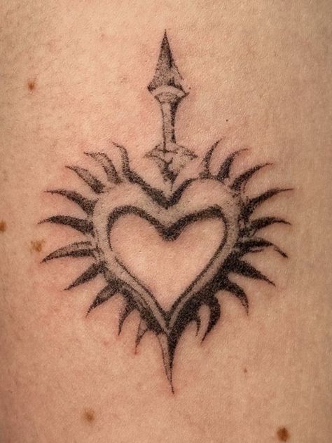 Spiky Heart Tattoo, Seraphim Neck Tattoo, Seraphim Wings Tattoo, Grunge Heart Tattoo, Seraph Tattoo, Seraphim Traditional Tattoo, Seraphim Angel Tattoo, Seraphim Angel, Heart Tat