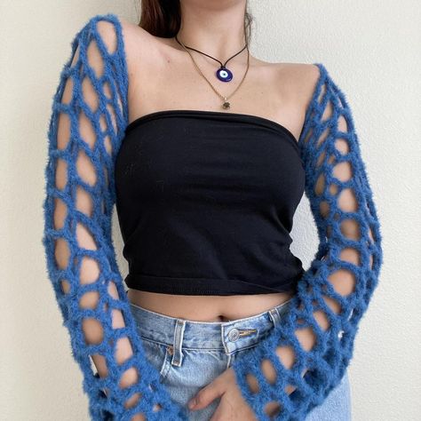 I might be biased but you should probably buy this on Depop 👍 https://depop.app.link/jIbV4wbI5sb Elizabeth Aesthetic, Dark Blue Crochet, Crochet Sleeves, Bolero Shrug, Black Shirts, Final Exam, Crochet Bolero, Crochet Inspo, Blue Crochet