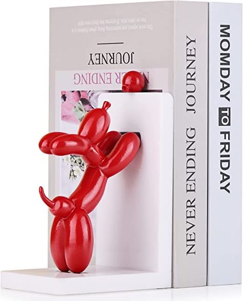 Balloon Animal Decor, Cute Book Ends, Aesthetic Bookends, Book End Ideas, Book Ends Aesthetic, Cute Bookends, Balloon Dog Sculpture, Drukarka 3d, Dog Bookends