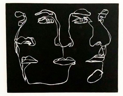 Three Faces Drawing, Three Faces Tattoo, Two Faces Art, Face Art Painting, Jesus Art Drawing, Tattoos 2024, Three Faces, One Line Tattoo, White Acrylic Paint