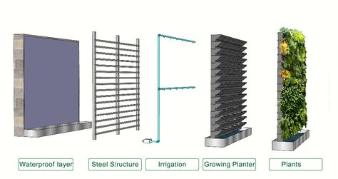 Vertical Garden Systems, Vertical Green Wall, Vertikal Garden, Wall Section, Vertical Garden Plants, Vertical Garden Design, Green Facade, Vertical Garden Wall, Architecture Design Drawing