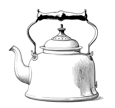 Teapot Sketch, Nike Photoshoot, Teapot Drawing, Farm Tattoo, Retro Teapot, Simple Sketches, Object Drawing, Vintage Drawing, Yerba Mate