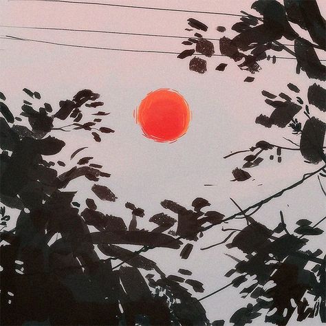 Tumblr Art, Kampot, The Setting Sun, Artist Alley, Setting Sun, Ap Art, Of Wallpaper, Pretty Art, Bright Red