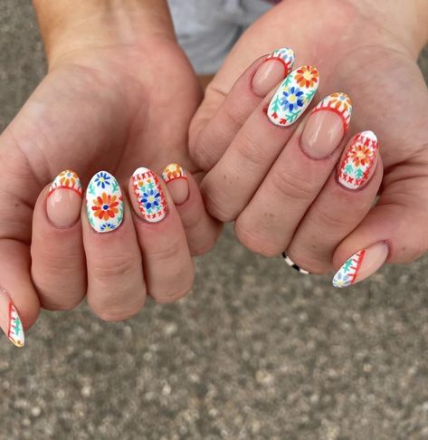 Mexican Nail Art Mexico, Nail Inspo Tips, Nails For Mexico, Mexico Nails, Jam Ideas, Mexican Nails, Nail Options, Nails Paint, Western Nails