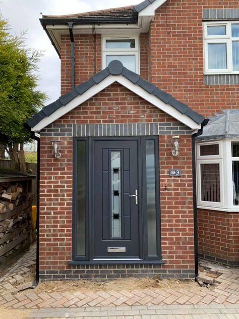 New Build Porch Ideas, Brick Porch Ideas Uk, Porch On Bungalow, Pitched Roof Porch, Front Porch Ideas Uk Entrance, Front Porch Extension Ideas Uk, Porch Ideas Entrance Uk, Modern Front Porch Ideas Uk, Front Of House Ideas Uk