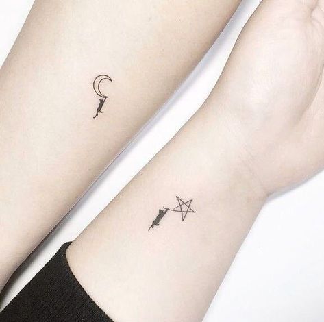 3 Cat Tattoo, Matching Cat Tattoos, Small And Simple Tattoos, Micro Tattoo, Tattoo Sonne, Small Symbol Tattoos, Small Foot Tattoos, Matching Cat, Tattoos Inspo