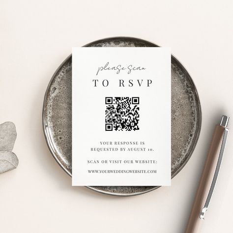 Qr Code Wedding, Rsvp Online, Typography Wedding, Wedding Enclosure Cards, Wedding Party Supplies, Script Lettering, Rsvp Wedding Cards, Wedding Rsvp, Free Birthday Invitation Templates