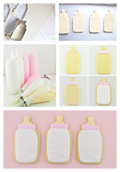 Baby Bottle Cookies, Girl Shower Decorations, Diy Baby Shower Decorations, Shower Desserts, Baby Shower Desserts, Trendy Baby Shower Ideas, Diy Bebe, Cookie Tutorials