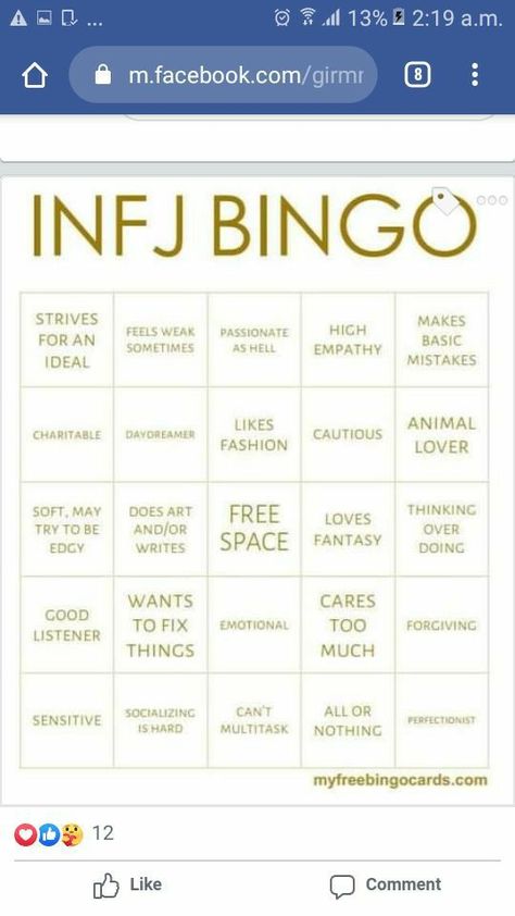 Mbti Infj Bingo, Mbti Bingo, Pop Psychology, Myer Briggs, Personality Mbti, Mbti Infj, Kinnie Bingo, Cognitive Functions, Mbti Types