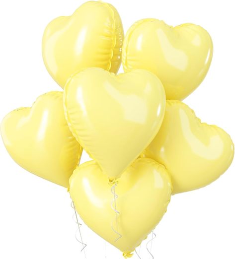 Biapian Yellow Heart Balloons Foil, 5 Pcs Pastel Yellow Heart Shape Balloons Valentines, 18inch Macaron Yellow Foil Balloon for Girls Women Daisy Bee Birthday Valentines Wedding Baby Shower Decoration : Amazon.co.uk: Toys & Games Yellow Aesthetic Birthday, 25th Bday, Beautiful Balloons, Valentines Wedding, Bts Songs, Yellow Birthday, Yellow Balloons, Yellow Theme, Bee Birthday