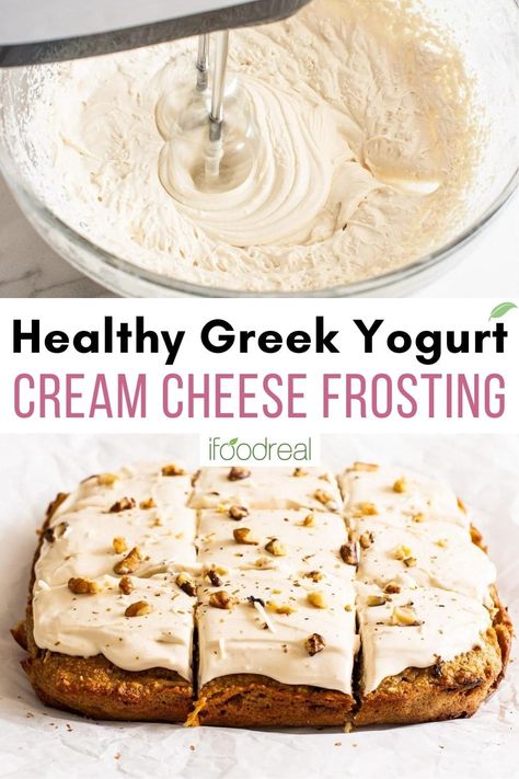 Low Fat Cream Cheese Frosting, Carrot Cake Cinnamon Rolls, Greek Yogurt Cream Cheese, Cake Cinnamon Rolls, Healthy Cream Cheese Frosting, Greek Yogurt Frosting, Yogurt Cream Cheese, Healthy Frosting, Healthy Cream Cheese