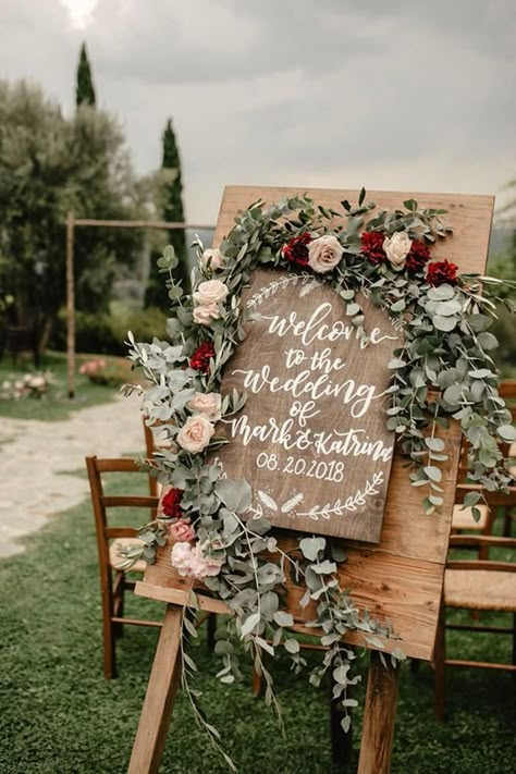 30 Sage Green Wedding Ideas ❤ sage green wedding ceremony woodland sign with greenery and roses federica_cavicchi #weddingforward #wedding #bride #weddingdecor #sagegreenwedding Sage Wedding Colors, Red Sage, Rustic Wedding Decorations, Silver Sage, Country Wedding Decorations, Wooden Wedding Signs, Sage Wedding, Rustic Wedding Signs, Sage Green Wedding