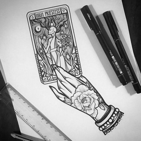 Hand and tarot card tattoo design Hand And Tarot Card Tattoo, Star Tarot Card Tattoo Design, Tarot Card Hand Tattoo, Hand Holding Tarot Card Tattoo, Hand Holding Cards Tattoo, Hermit Tattoo, Tarot Card Tattoo Design, Hand Holding Tattoo, Amazing Decks