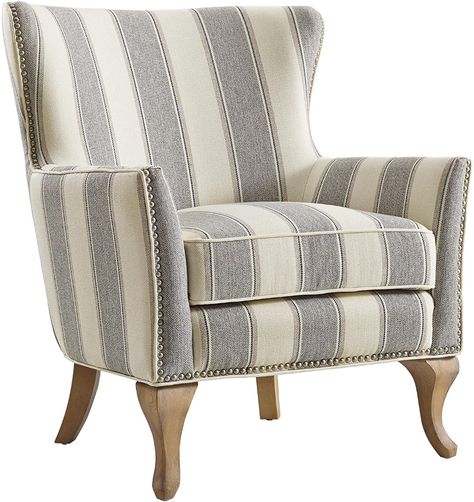 Traditional Accent Chair, Wingback Armchair, Upholstered Accent Chairs, Living Room Accents, Linen Upholstery, Upholstered Arm Chair, Grey Chair, Accent Chairs For Living Room, Comfortable Chair