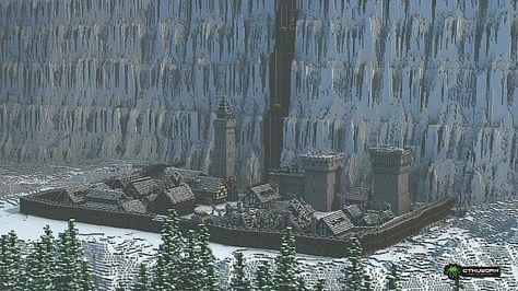 The Wall with Castle Black minecraft game of thrones download build ideas 3 Citadel Game Of Thrones, Fantasy Jungle City, Game Of Theones, Winterfell Castle, Game Of Thrones Castles, The Night Watch, Castle Black, Minecraft Idea, Black Castle