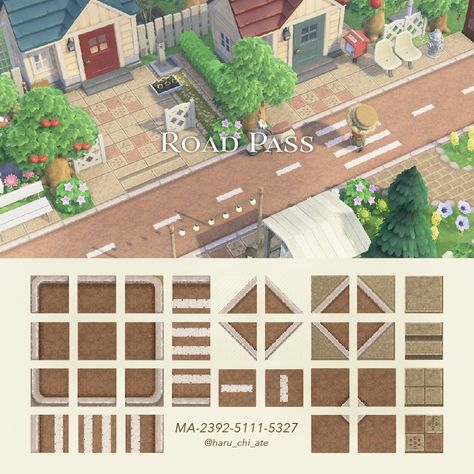 Animal Crossing Road Ideas, Anch Path Code Street, Town Path Acnh, Road Paths Animal Crossing, Animal Crossing Towncore Codes, Acnh Citycore Path, Acnh Island Road Designs, Side Walk Animal Crossing, Acnh Natural Road Path