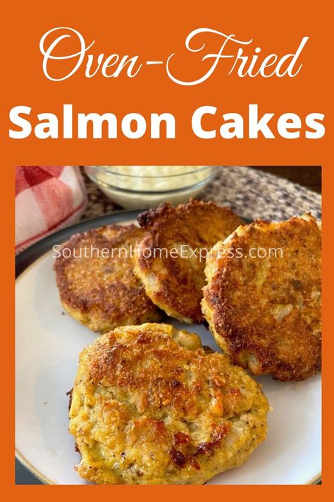 These oven-fried salmon patties are  nutritious, delicious, and a welcome dish for any family dinner. #salmonpatties #salmoncroquettes #salmoncakesrecipe Baked Salmon Patties, Fried Salmon Patties, Oven Salmon, Salmon Cakes Recipe, Canned Salmon Recipes, Salmon Croquettes, Salmon Patties Recipe, Oven Baked Salmon, Oven Fried