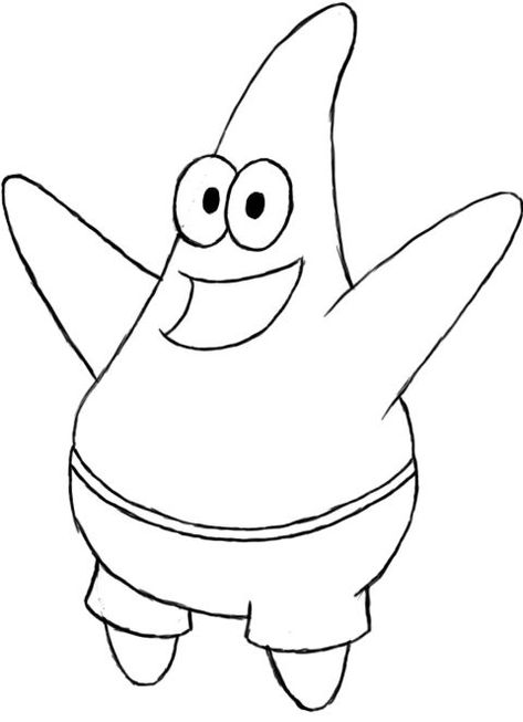 Spanjbob Draw, Spongebob Sketch, Draw Patrick Star, Spongebob Characters Drawings, Spongebob Squarepants Drawing, Patrick Drawing, How To Draw Spongebob, Draw Spongebob, Cartoon Outline