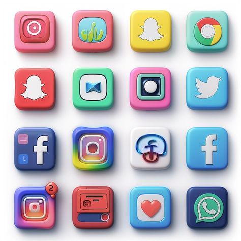 Premium Photo | App icons 3D mobile apps Icons beautiful colorful real color white background 3d App Icons, 3d Mobile, Mobile App Icon, Icons 3d, Small Sculptures, Photo Apps, Art Generator, Apple Wallpaper, Mobile Apps