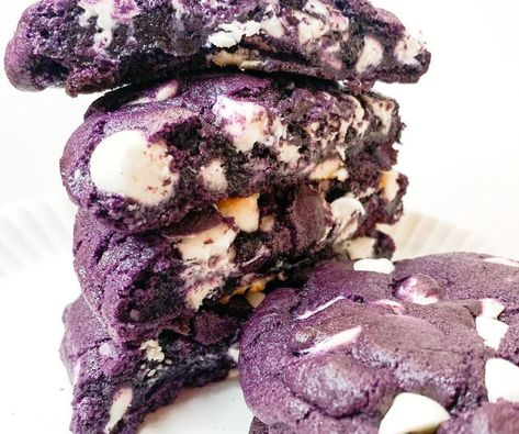 Infused Cookies, Ube Cookies, Gourmet Chocolate Chip Cookies, Ube Jam, Cracked Cookies, Mint Chocolate Chip Cookies, Valrhona Chocolate, Homemade Chocolate Chips, Homemade Chocolate Chip Cookies