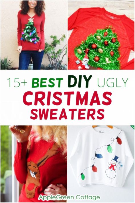 Home Made Ugly Sweater, Candy Cane Ugly Sweater Ideas, Ugliest Christmas Sweater Ever Homemade, How To Make Ugly Christmas Sweater Diy, Make Your Own Ugly Christmas Sweater, Ugly Sweater Contest Ideas, Home Made Ugly Christmas Sweater Ideas, How To Make An Ugly Christmas Sweater, Diy Ugly Christmas Sweaters Easy