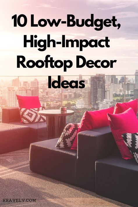 Let’s get one thing straight: Setting up a stunning rooftop does not have to cost you an arm and a leg. We’re here to prove it to you with some low-cost but high-impact rooftop decor ideas that are sure to leave visitors gawking. Rooftop Diy Ideas, Square Terrace Ideas, Rooftop Decoration Ideas Lights, Rooftop Ideas House, Diy Rooftop Ideas, Terrace Ideas Rooftop, Roof Deck Ideas Rooftop Terrace, Simple Rooftop Ideas, Terrace Sitting Ideas