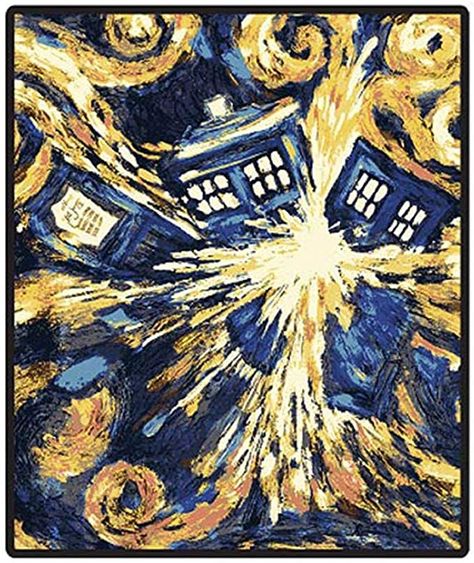 Tardis Van Gogh, Exploding Tardis, Doctor Who Tardis, Square Art, Doctor Gifts, Silk Touch, Soft Throw Blanket, The Doctor, Dr Who