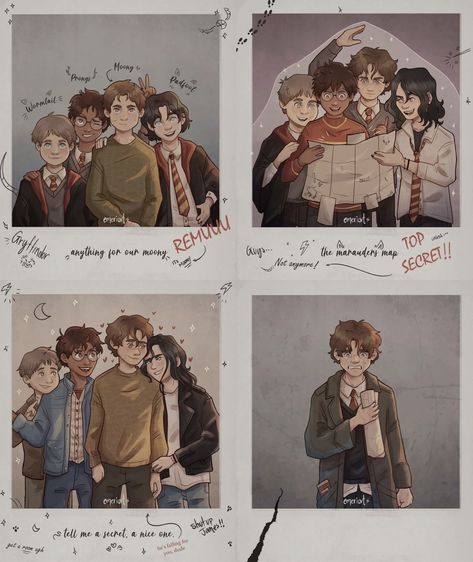 Marauders Harry Potter Fan Art, Maradures Era Fanart, Harry Potter Fanart Marauders, Marauders Era Outfits Summer, Young Marauders Fan Art, Muaraders Fanart, Book Harry Potter Fanart, Sirius And Harry Fanart, Wolfstar And Harry Fanart