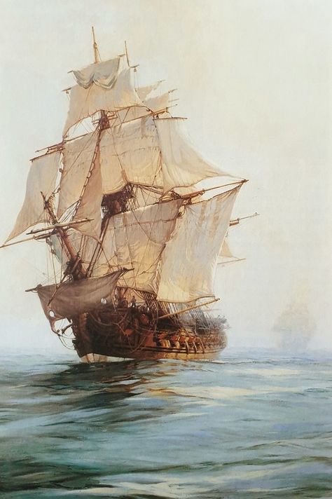 Calm Sea by Montague Dawson( 1895- 1967) Montague Dawson, Sea Things, Marine Painter, Maritime Painting, Marine Artist, Sailing Art, Calm Sea, Old Sailing Ships, Maritime Art