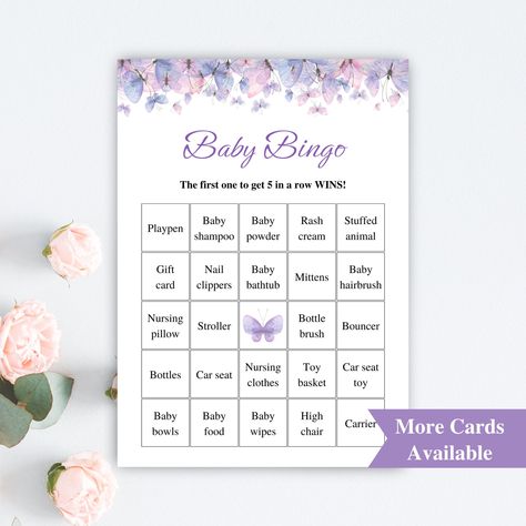 Butterfly Themed Baby Shower Games, Lilac Baby Shower Ideas, Purple Butterfly Baby Shower Theme, Lavender Baby Shower Ideas, Baby Shower Butterfly Theme, Butterfly Baby Shower Games, Lilac Baby Shower, Baby Shower Simple, Lavender Baby Showers