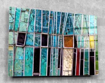 Glass Wall Sculpture, L'art Du Vitrail, Panoramic Wall Art, Stained Glass Paint, Grand Art Mural, Art Stained, Pattern Glass, Glass Printing, Extra Large Wall Art