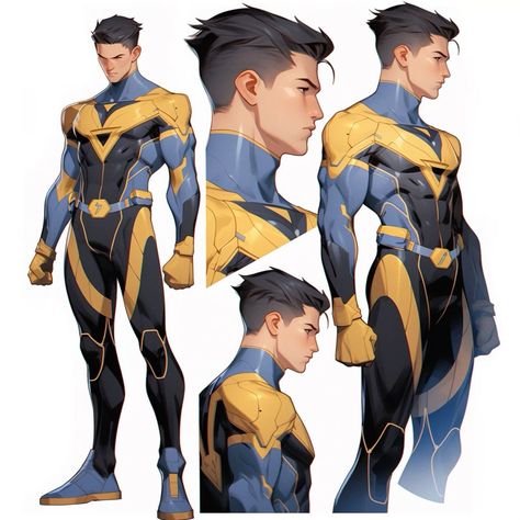 Reference Male, Animation Classes, Invincible Comic, Superhero Suits, Super Powers Art, Super Hero Outfits, Design Photoshop, Bd Comics, Superhero Characters