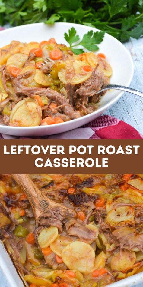 Potroast Leftovers Ideas, Pot Roast Casserole Recipes, Leftover Roast And Potatoes Recipes, Roast Beef Hashbrown Casserole, What To Do With Leftover Roast Beef Easy Recipes, Roast Beef Casserole Leftover, Leftover Rump Roast Recipes Meals, Roast Casserole Recipes, Leftover Roast Beef Recipes Crockpot